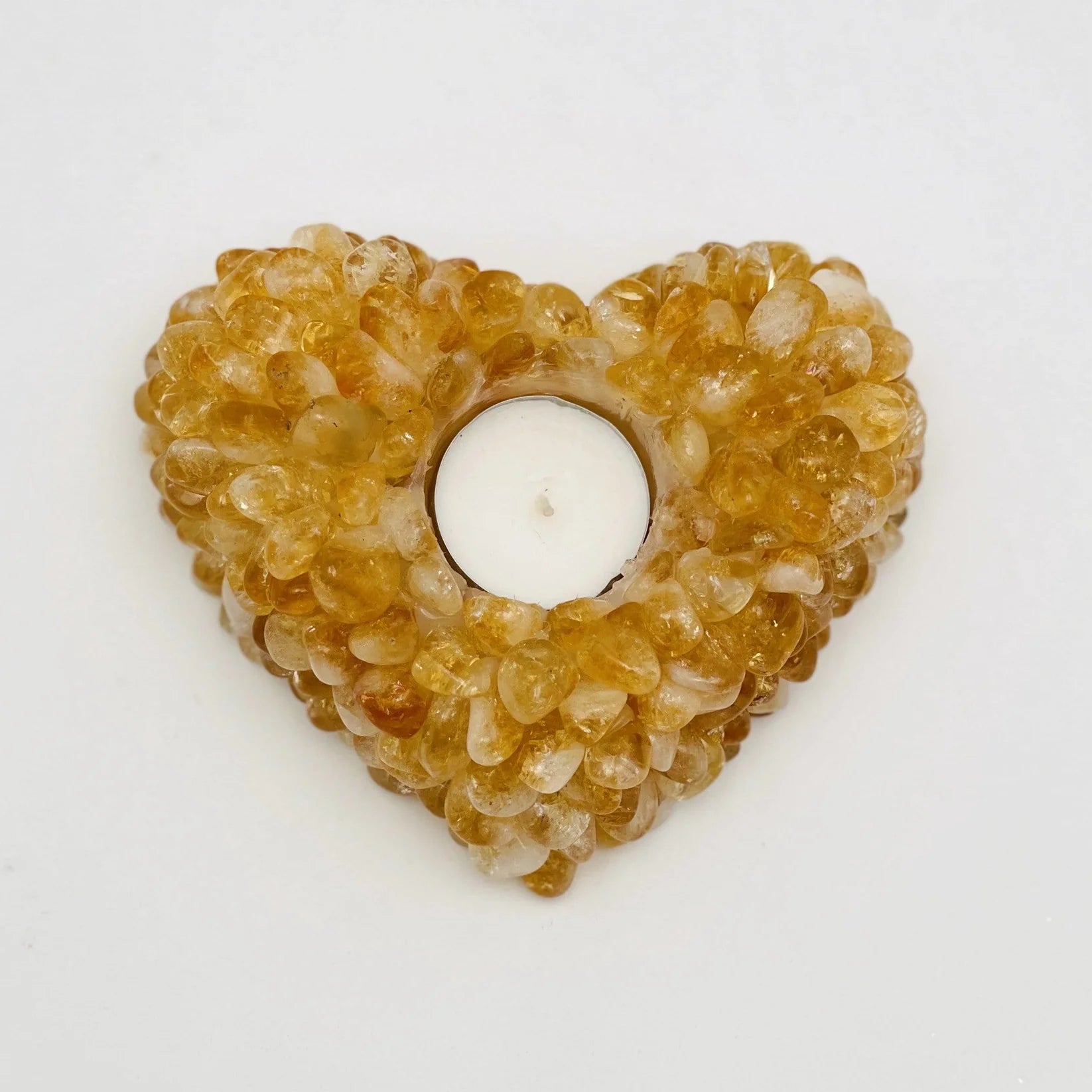 Citrine Tumbled stone Heart Candle Holder