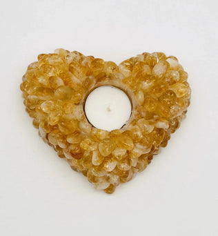 Citrine Tumbled stone Heart Candle Holder