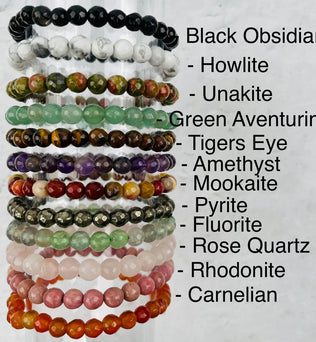 Gemstone Round Bead Faceted Bracelets (6mm)