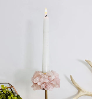 Rose Quartz Crystal Taper Candle Holder (2 Sizes)