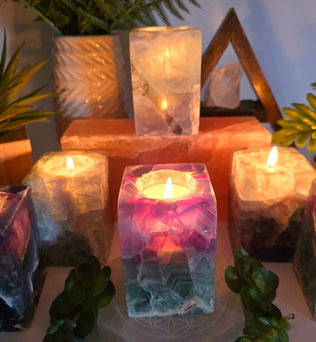 Fluorite Crystal Candle Holder - AA Grade