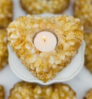 Citrine Tumbled stone Heart Candle Holder