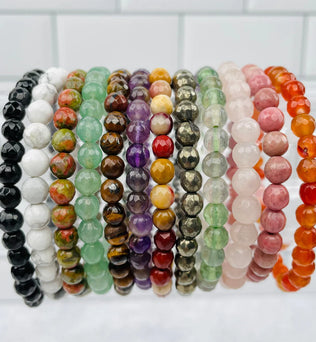 Gemstone Round Bead Faceted Bracelets (6mm)