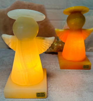 Mexican Onyx Angel Lamp - Carved Stone Night Light