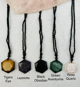 Crystal Gemstone Hexagon Healing Stone Necklace