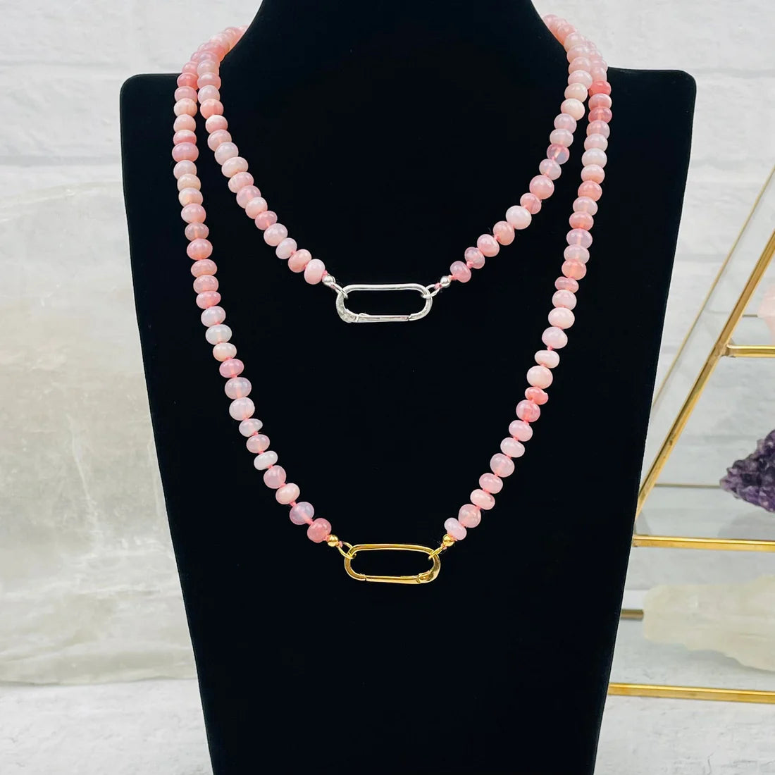 Smooth Pink Opal Candy Necklace