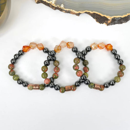 Cancer Zodiac Gemstone Crystal Stretch Bracelet