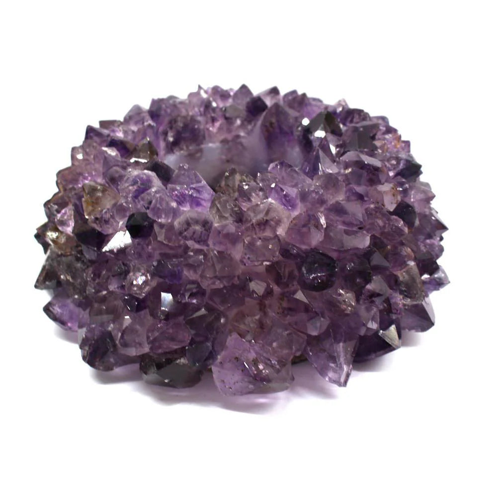 Large Amethyst Point Candle Holder - Crystal Decor